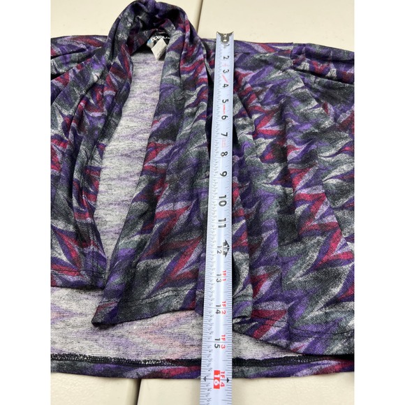 Mixxology LA Women XL Purple Chevron Short Sleeve Drape Cropped Cardigan Shrug - Picture 4 of 6